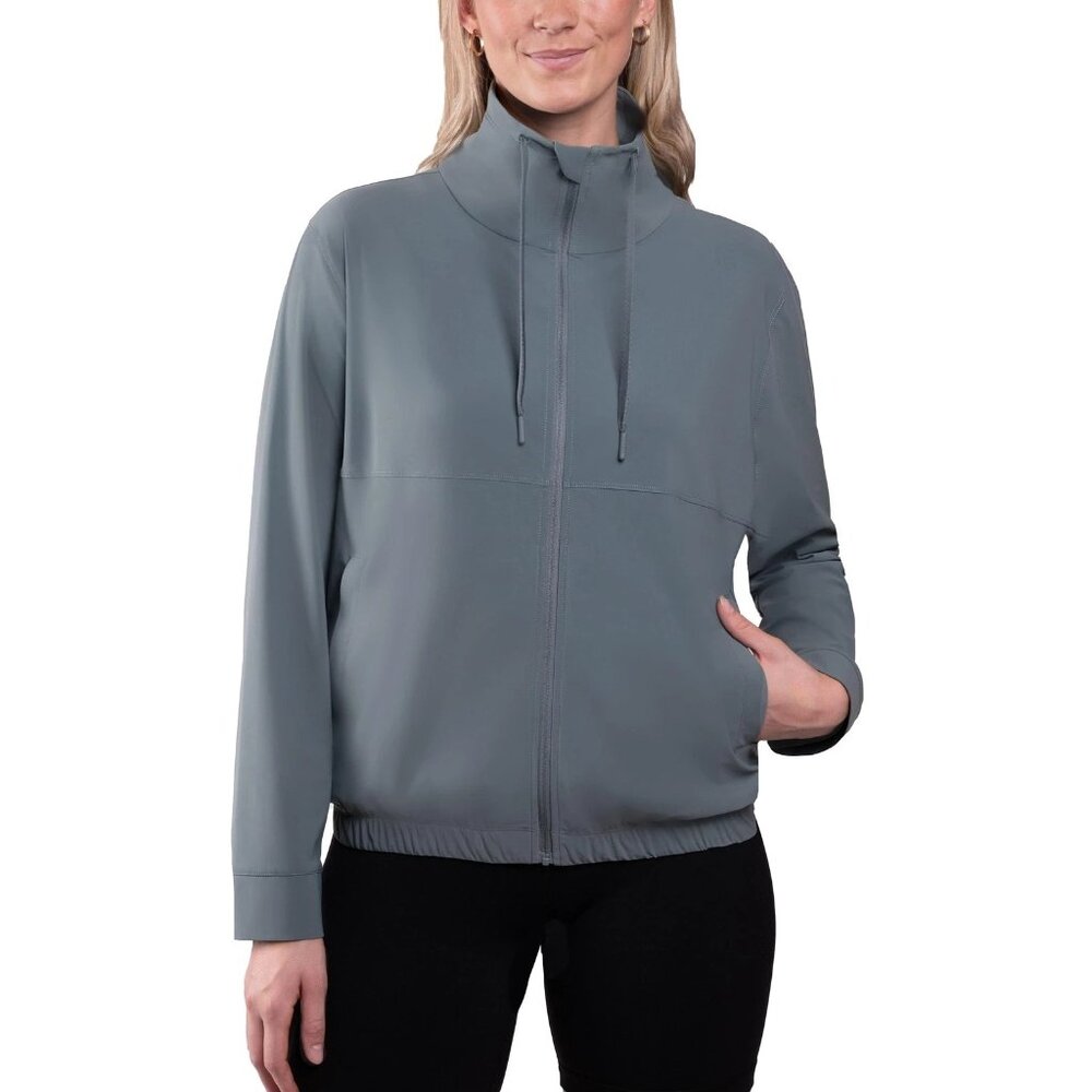 Kirkland Womens XL Active Full Zip Jacket Athletic Long Sleeve High-neck Brown